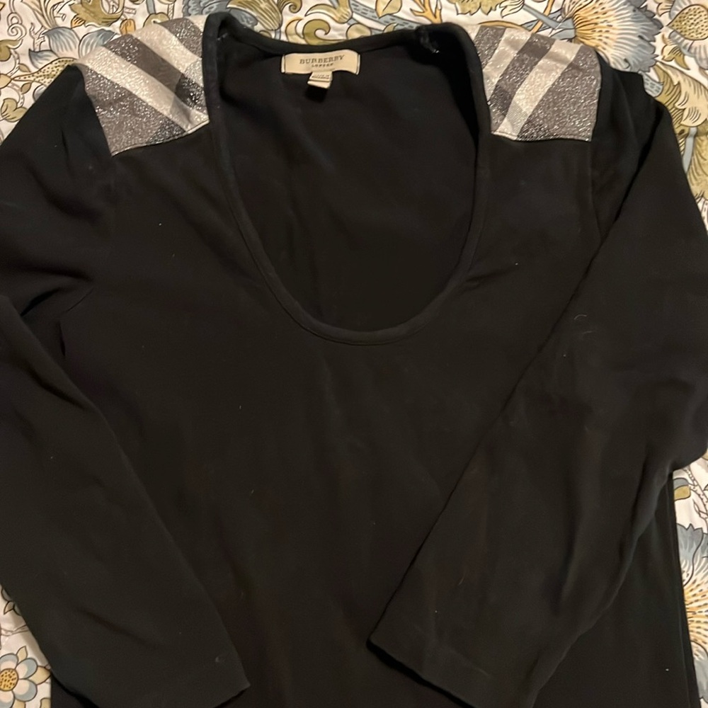 Burberry Black Cotten 3/4 sleeve shirt